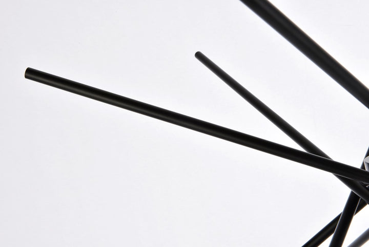 6 Lights Pendant In Black With Brass