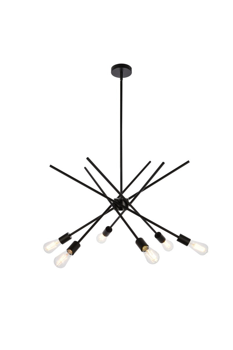 6 Lights Pendant In Black by Living District