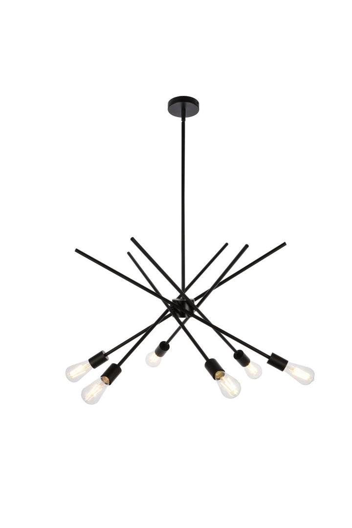 6 Lights Pendant In Black by Living District
