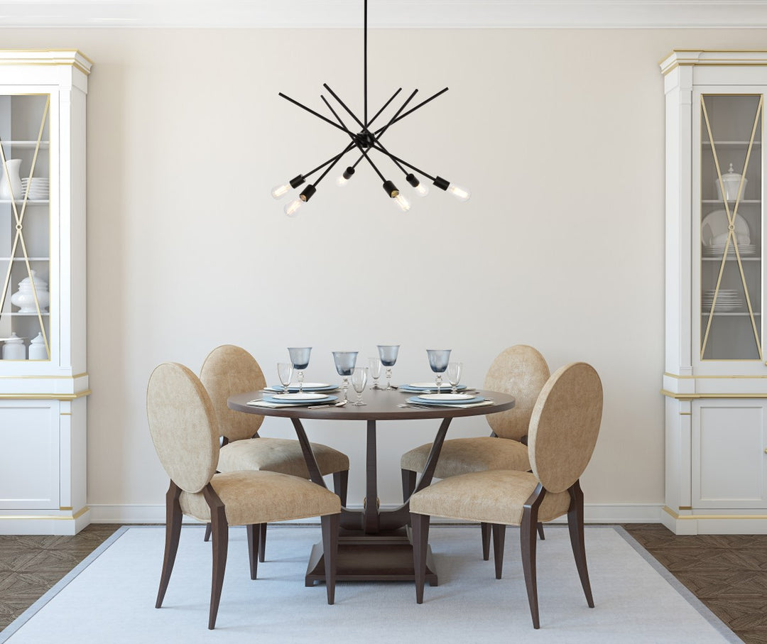 6 Lights Pendant In Black