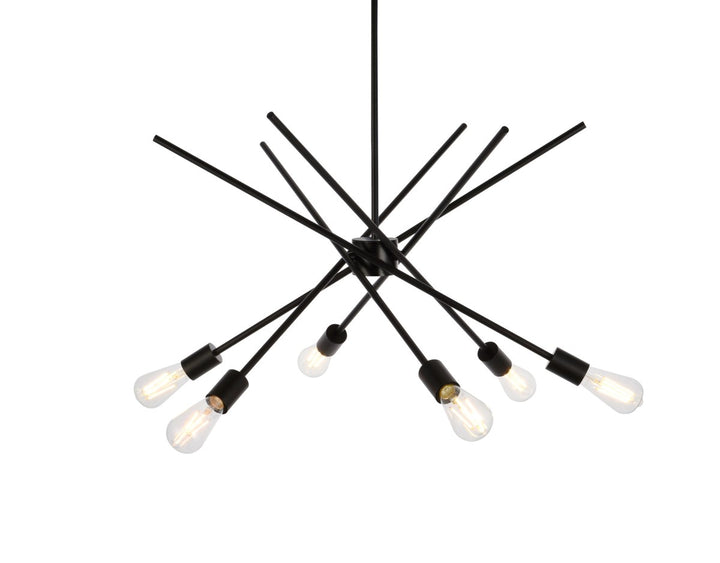 6 Lights Pendant In Black