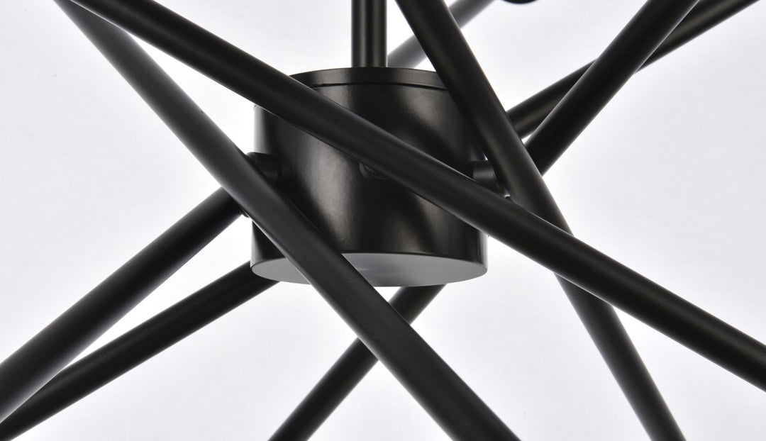 6 Lights Pendant In Black