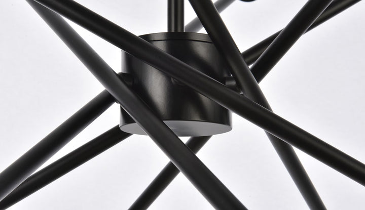 6 Lights Pendant In Black