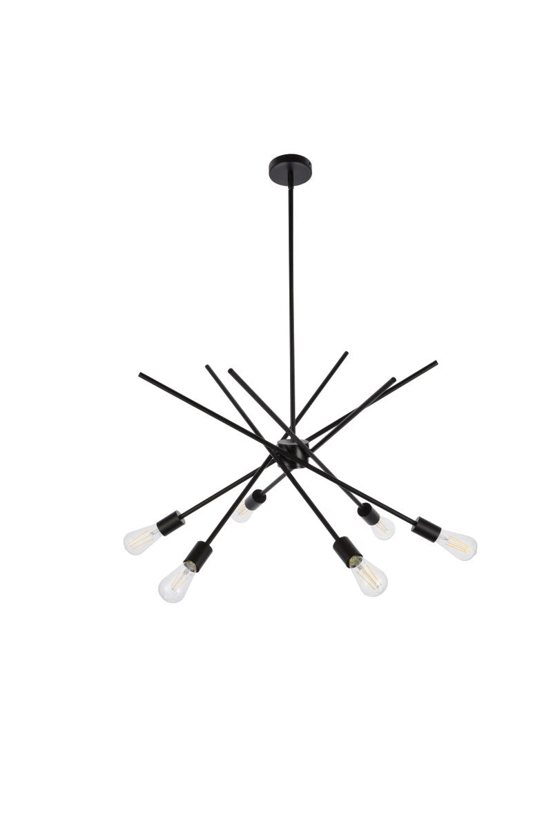 6 Lights Pendant In Black