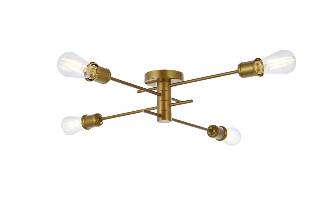 4 Lights Flush Mount In Brass by Living District