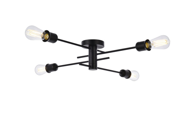 4 Lights Flush Mount In Black by Living District