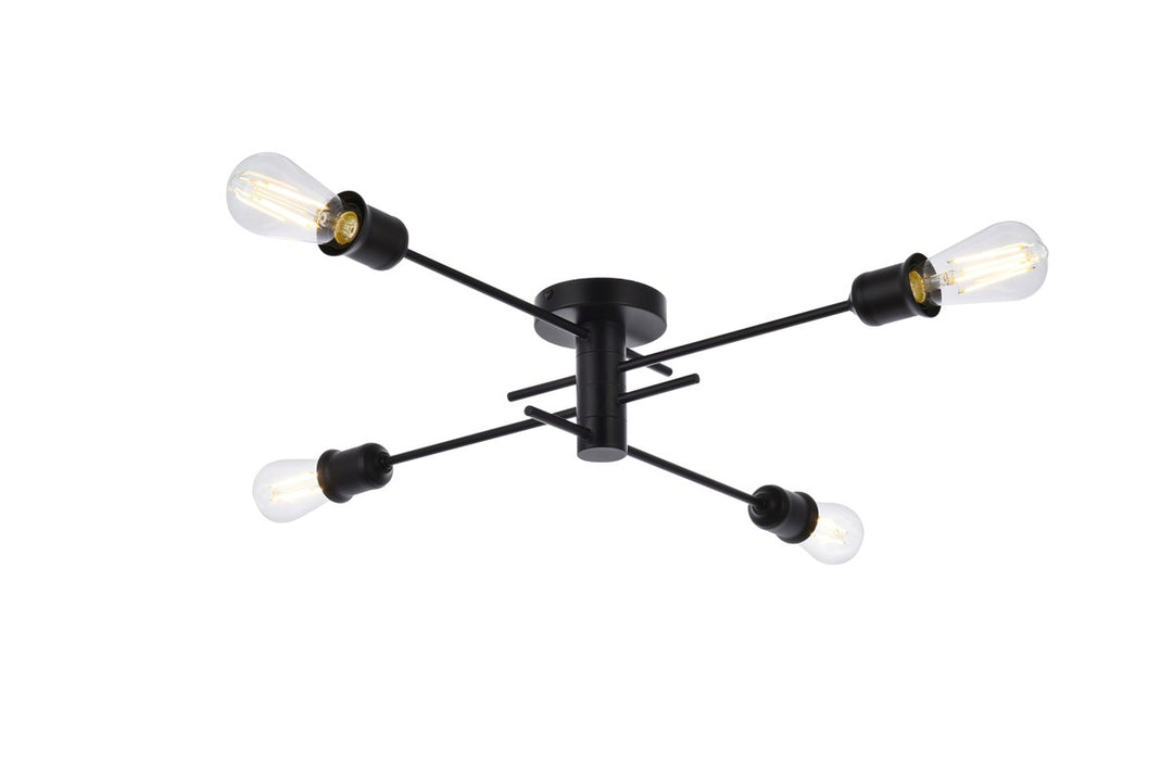 4 Lights Flush Mount In Black