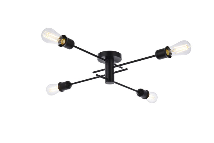 4 Lights Flush Mount In Black