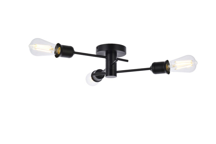 3 Lights Flush Mount In Black by Living District