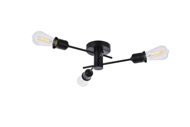 3 Lights Flush Mount In Black