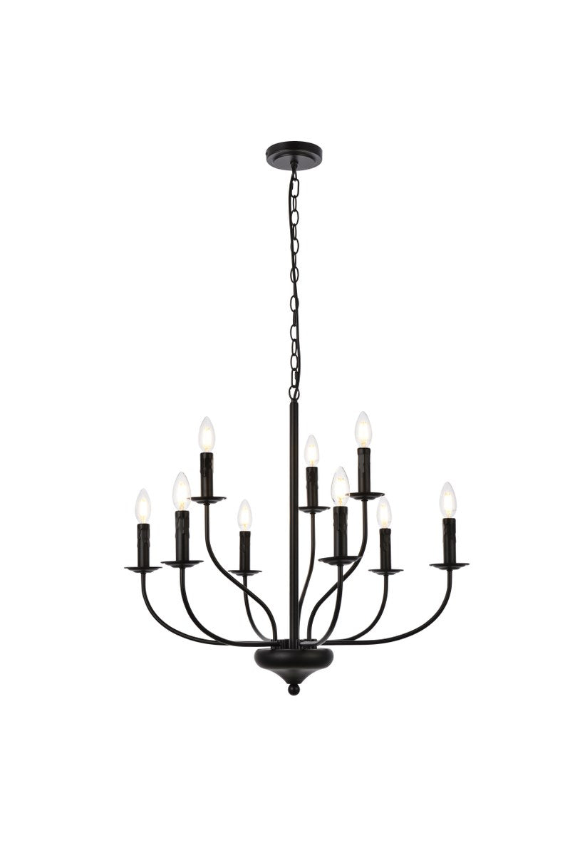 9 Lights Pendant In Black by Living District