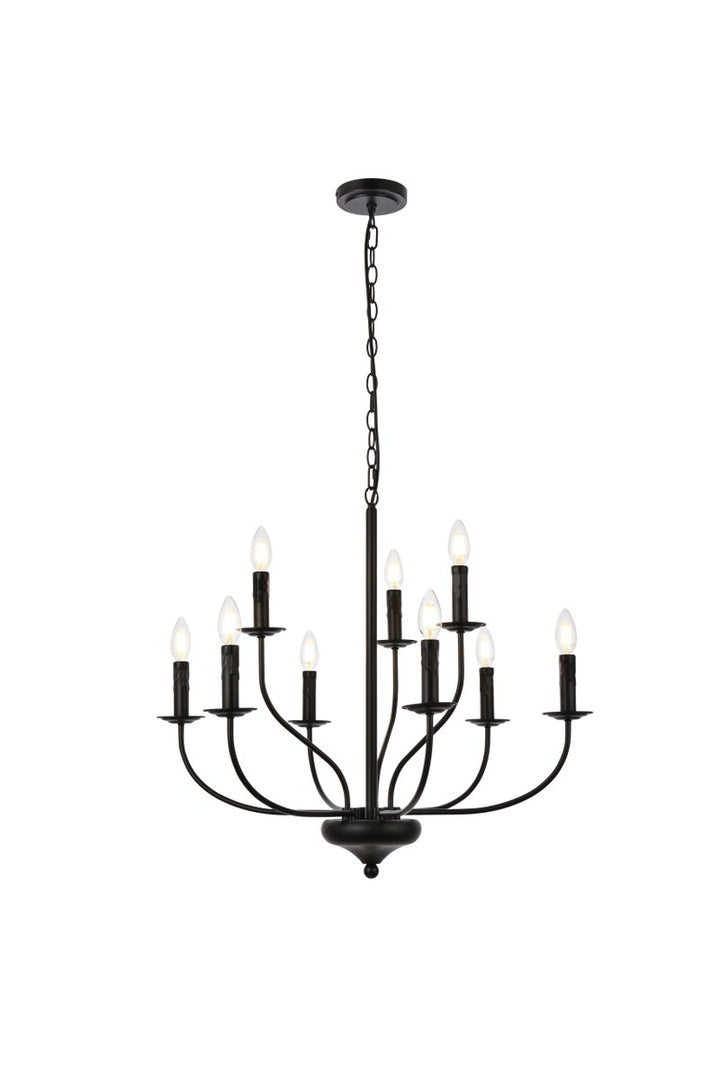 9 Lights Pendant In Black by Living District
