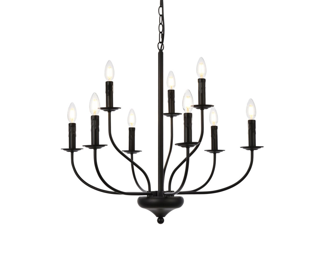 9 Lights Pendant In Black