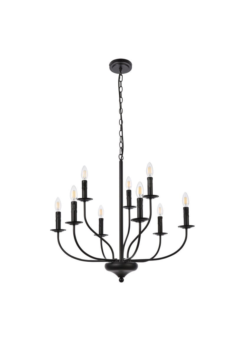 9 Lights Pendant In Black