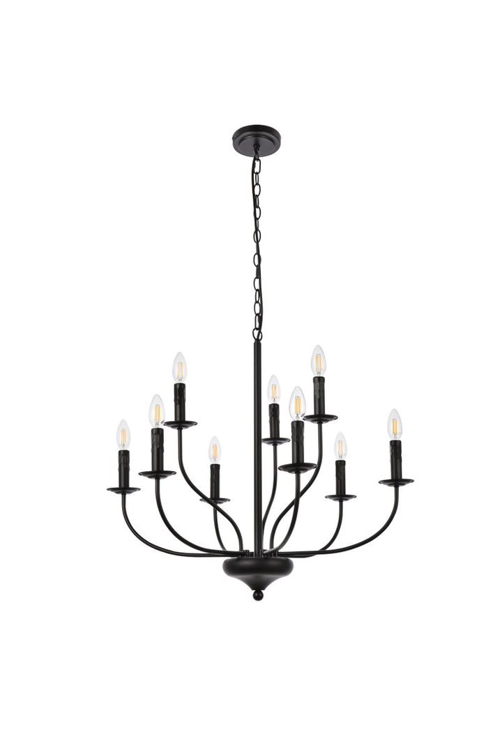 9 Lights Pendant In Black