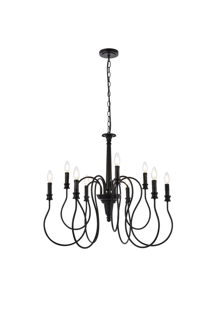 9 Lights Pendant In Black by Living District