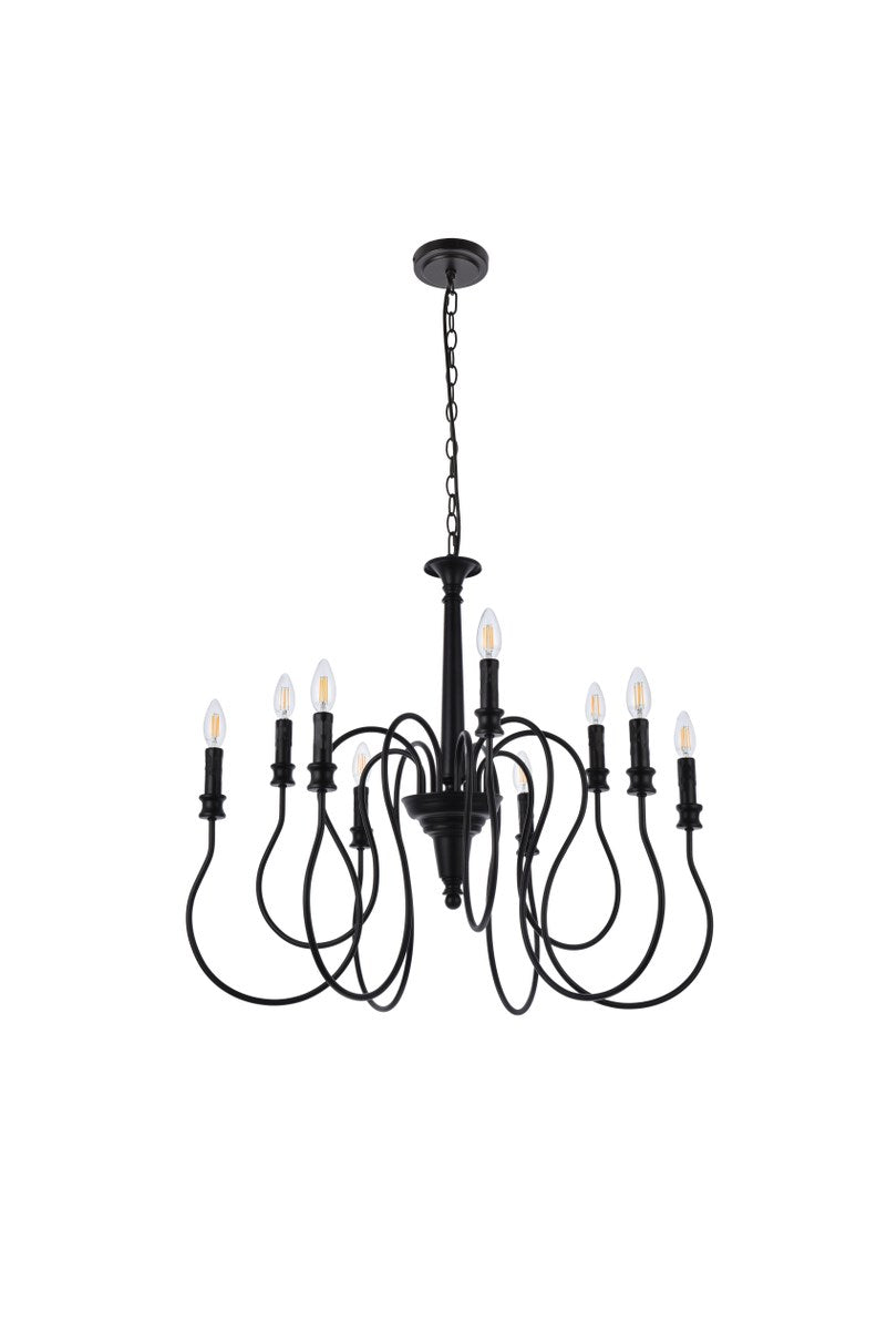 9 Lights Pendant In Black