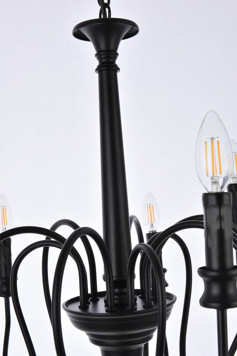 9 Lights Pendant In Black