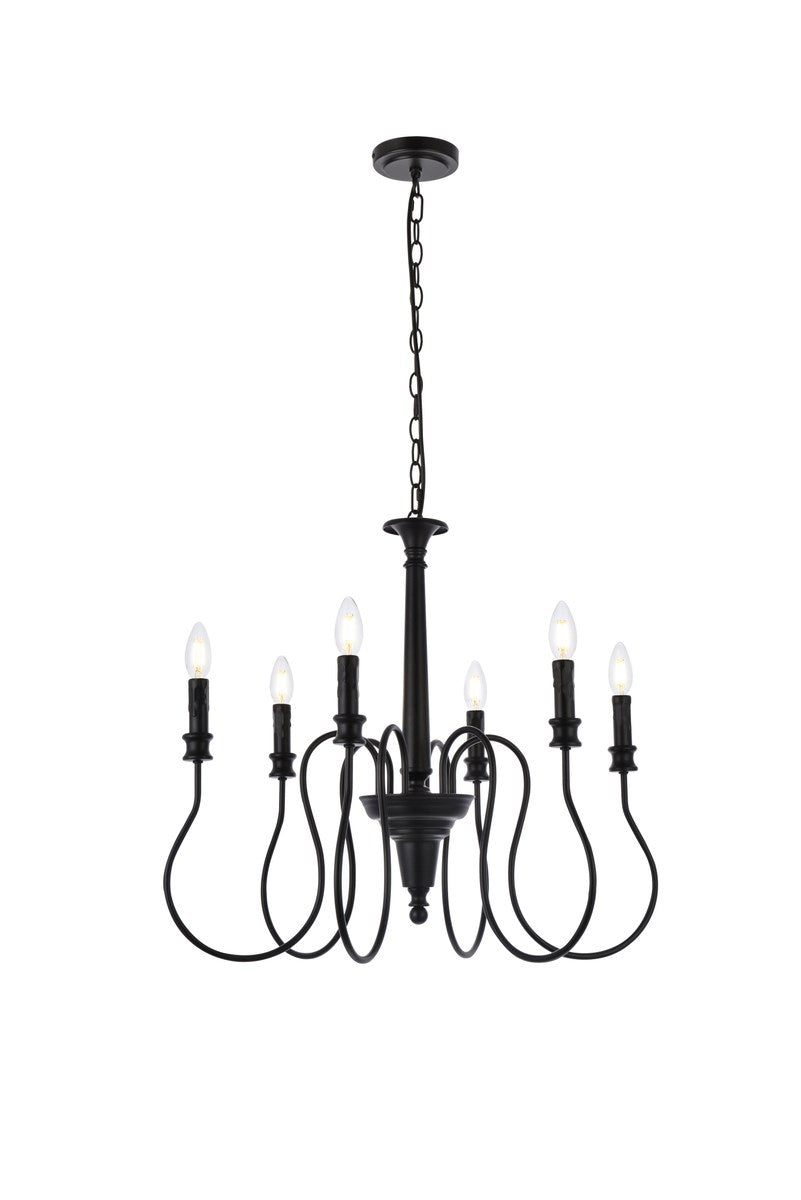 6 Lights Pendant In Black by Living District