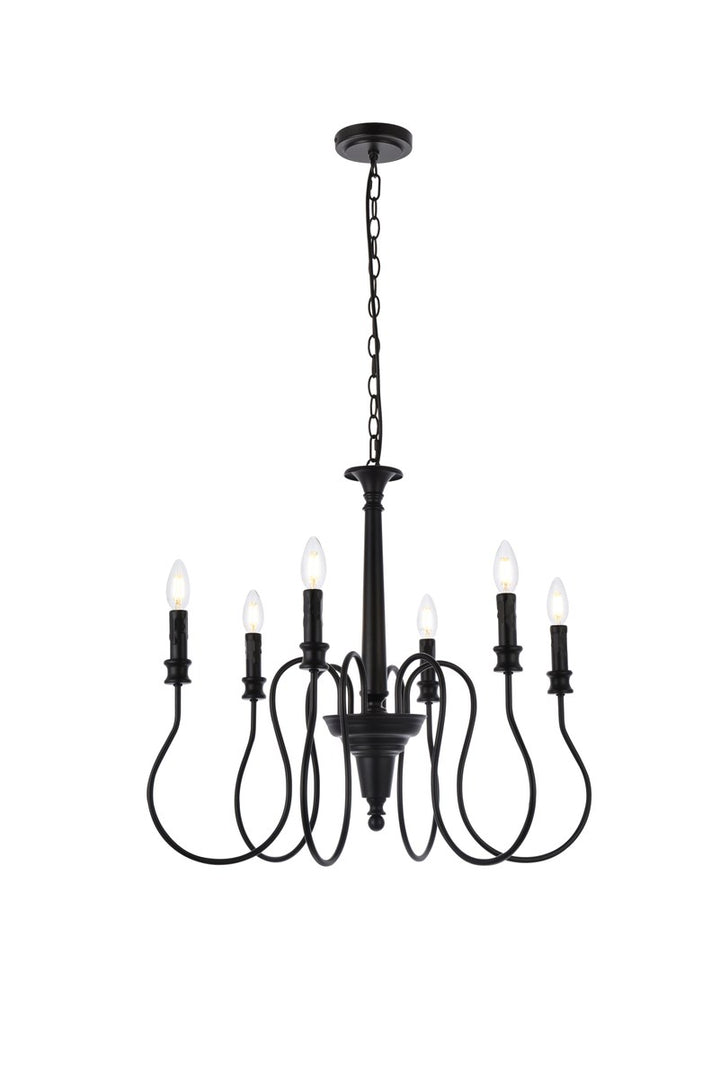 6 Lights Pendant In Black by Living District