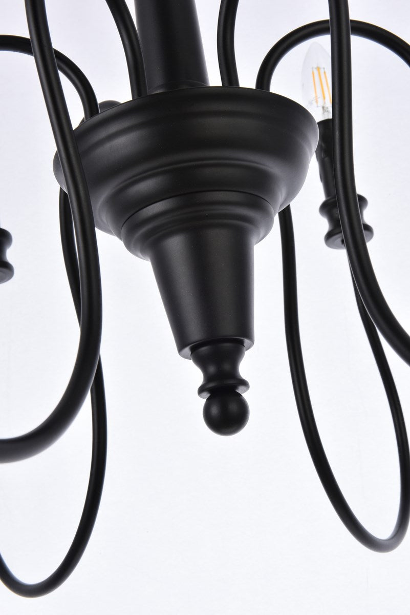 6 Lights Pendant In Black