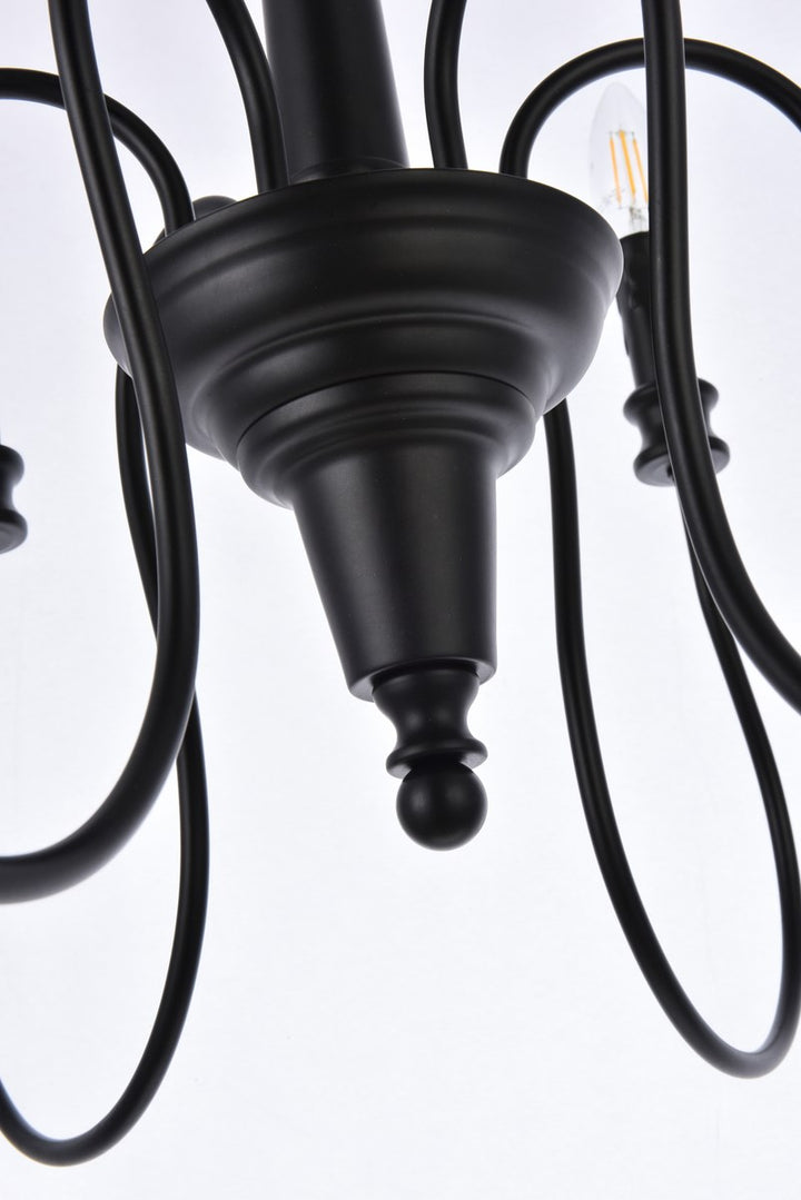 6 Lights Pendant In Black