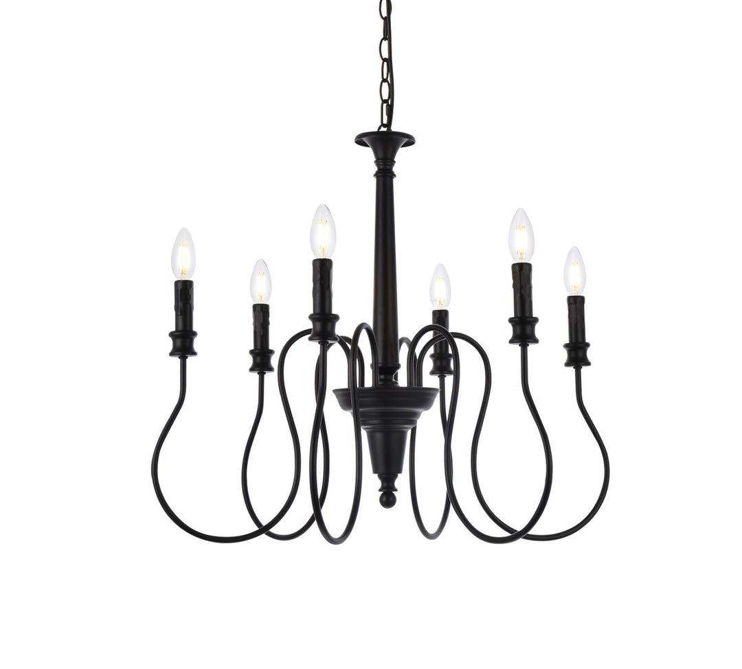 6 Lights Pendant In Black