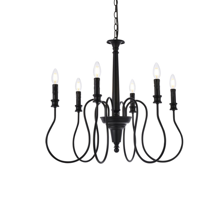 6 Lights Pendant In Black