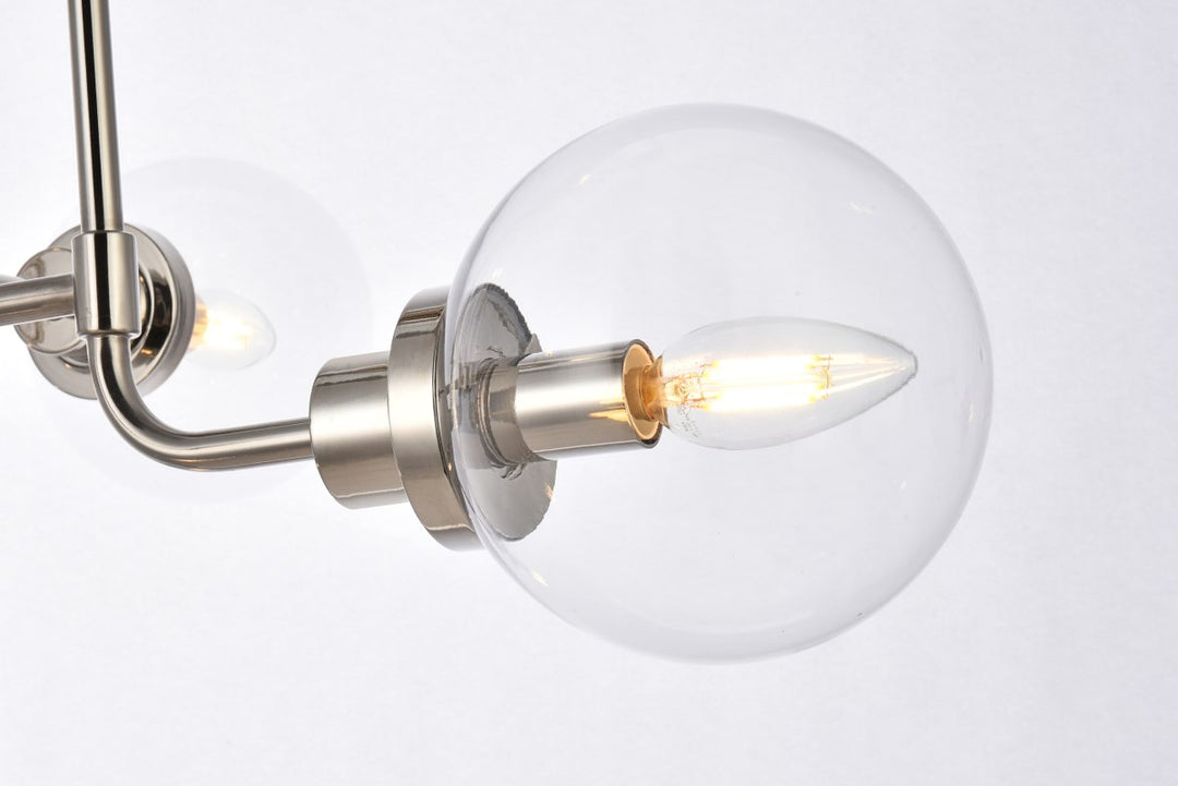 8 lights pendant in polished nickel with clear shade