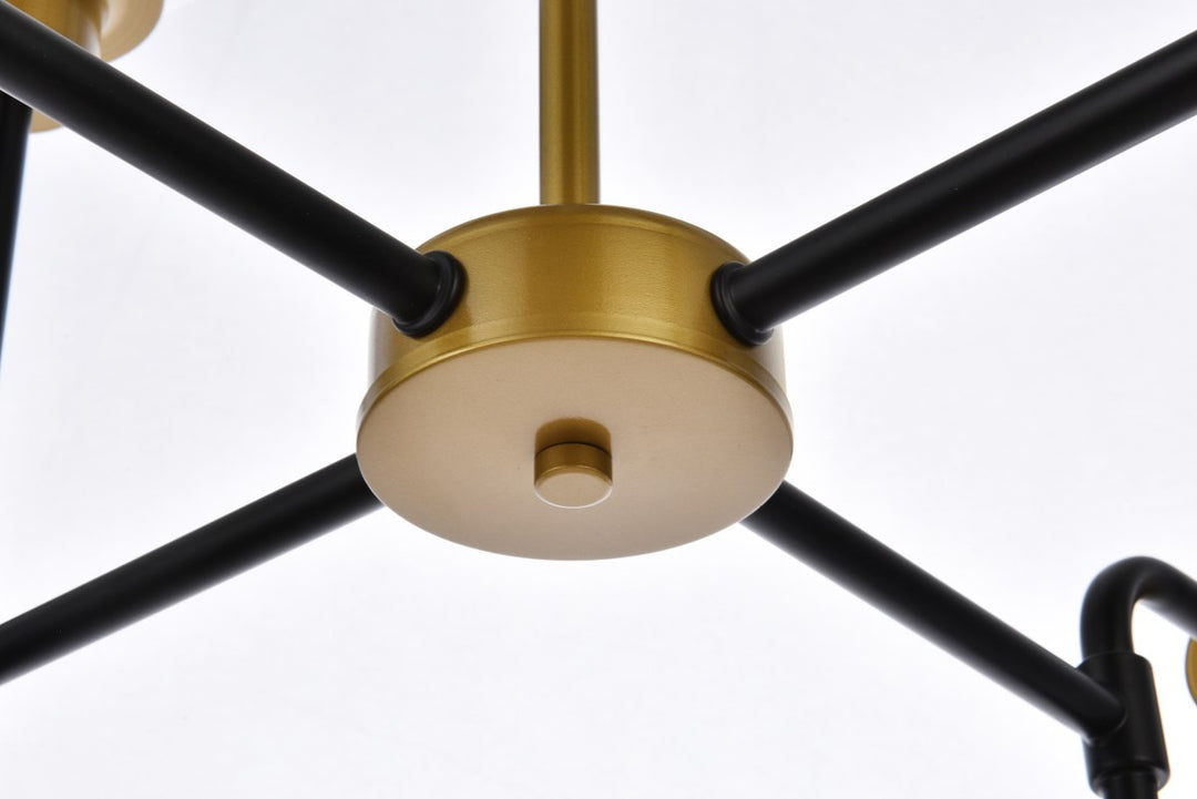 8 Lights Pendant In Black With Brass With Clear Shade
