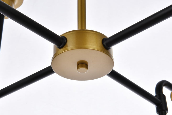 8 Lights Pendant In Black With Brass With Clear Shade