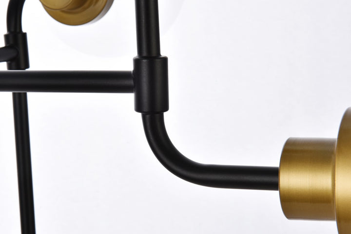 8 Lights Pendant In Black With Brass With Clear Shade