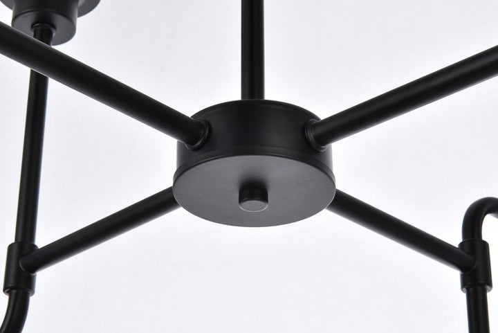 8 Lights Pendant In Black With Clear Shade