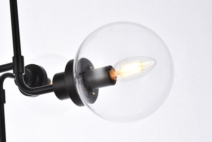 8 Lights Pendant In Black With Clear Shade