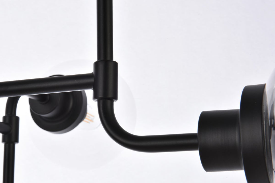 8 Lights Pendant In Black With Clear Shade