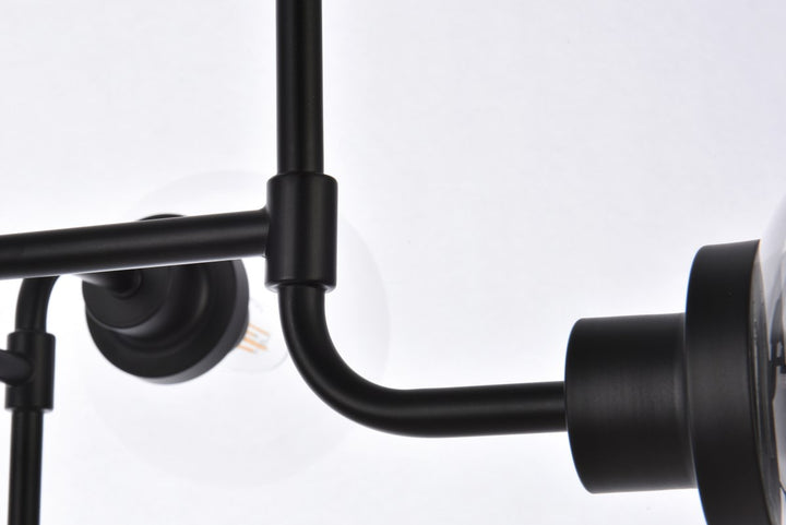 8 Lights Pendant In Black With Clear Shade