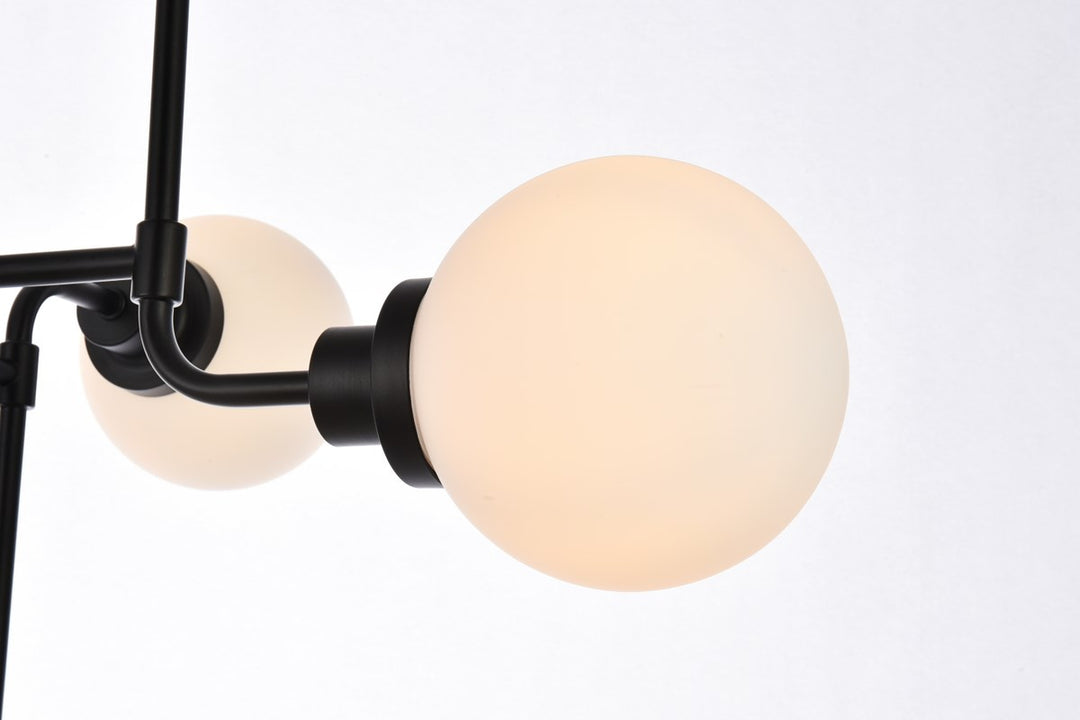 8 Lights Pendant In Black With Frosted Shade
