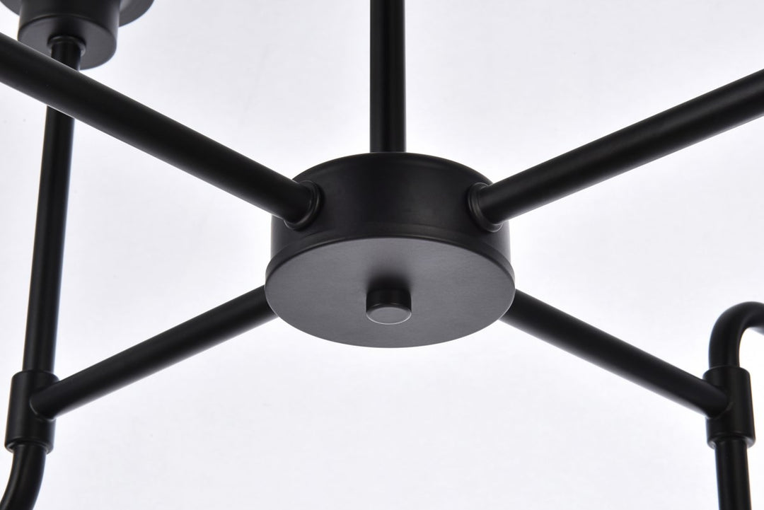 8 Lights Pendant In Black With Frosted Shade