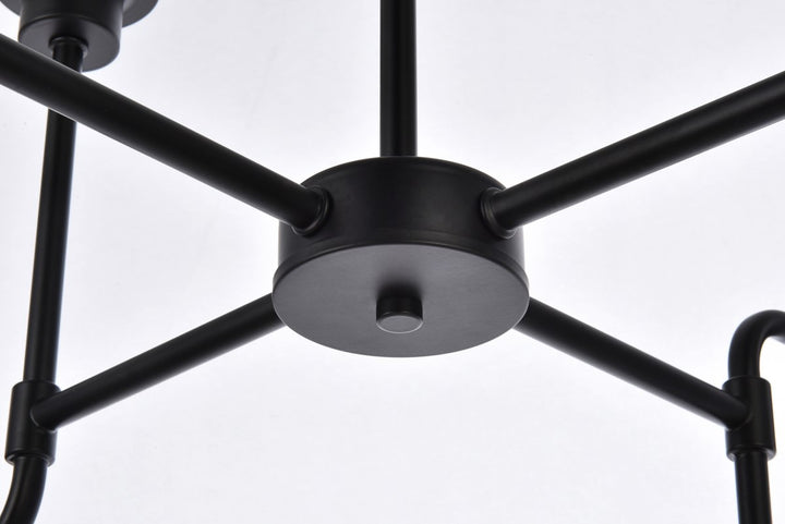 8 Lights Pendant In Black With Frosted Shade