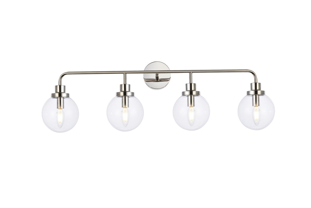 4 lights bath sconce in polished nickel with clear shade by Living District