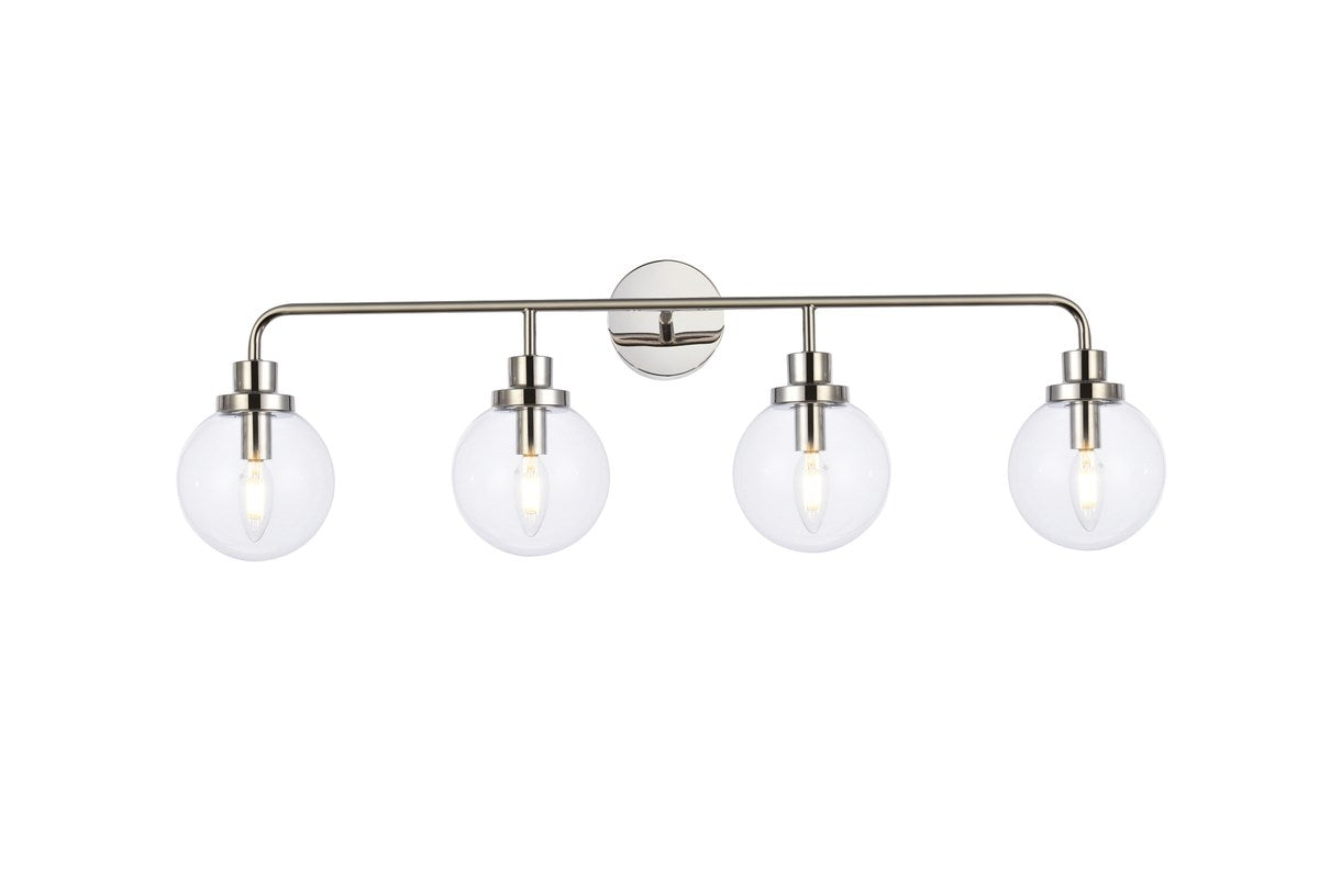 4 lights bath sconce in polished nickel with clear shade by Living District