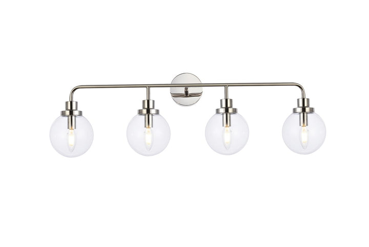 4 lights bath sconce in polished nickel with clear shade by Living District