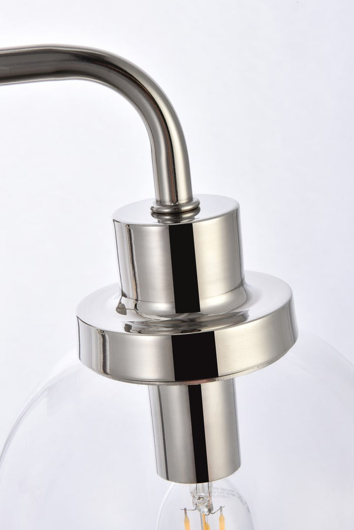 4 lights bath sconce in polished nickel with clear shade