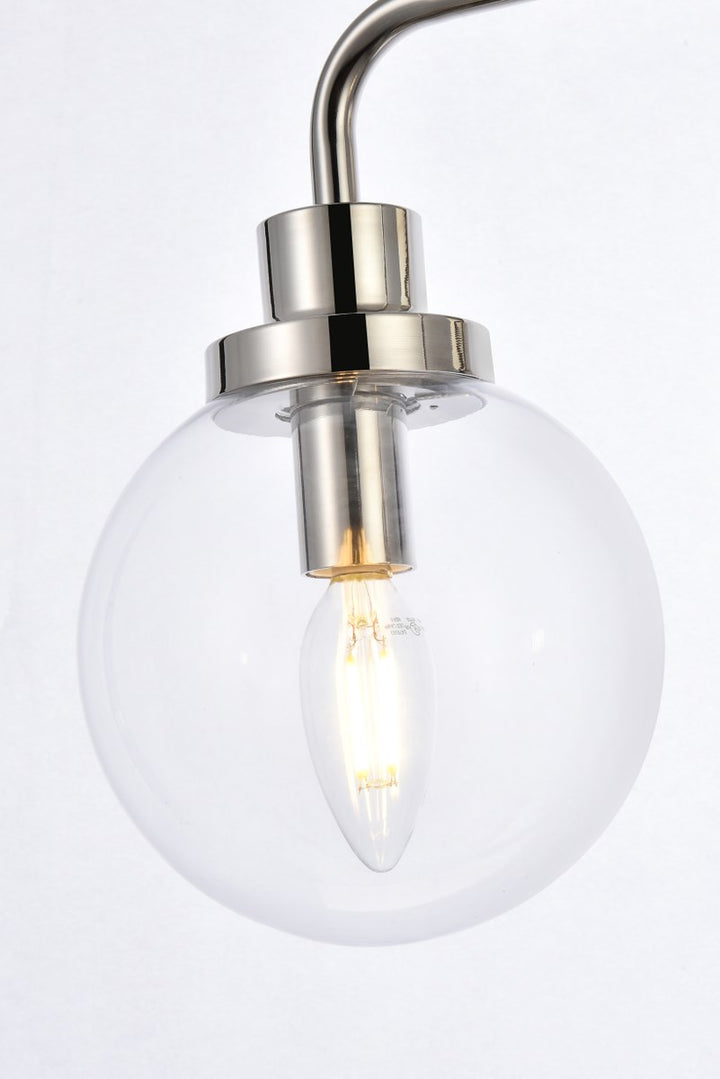 4 lights bath sconce in polished nickel with clear shade