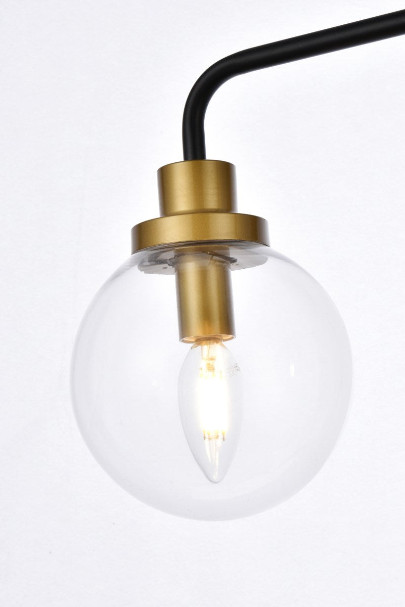 4 Lights Bath Sconce In Black With Brass With Clear Shade