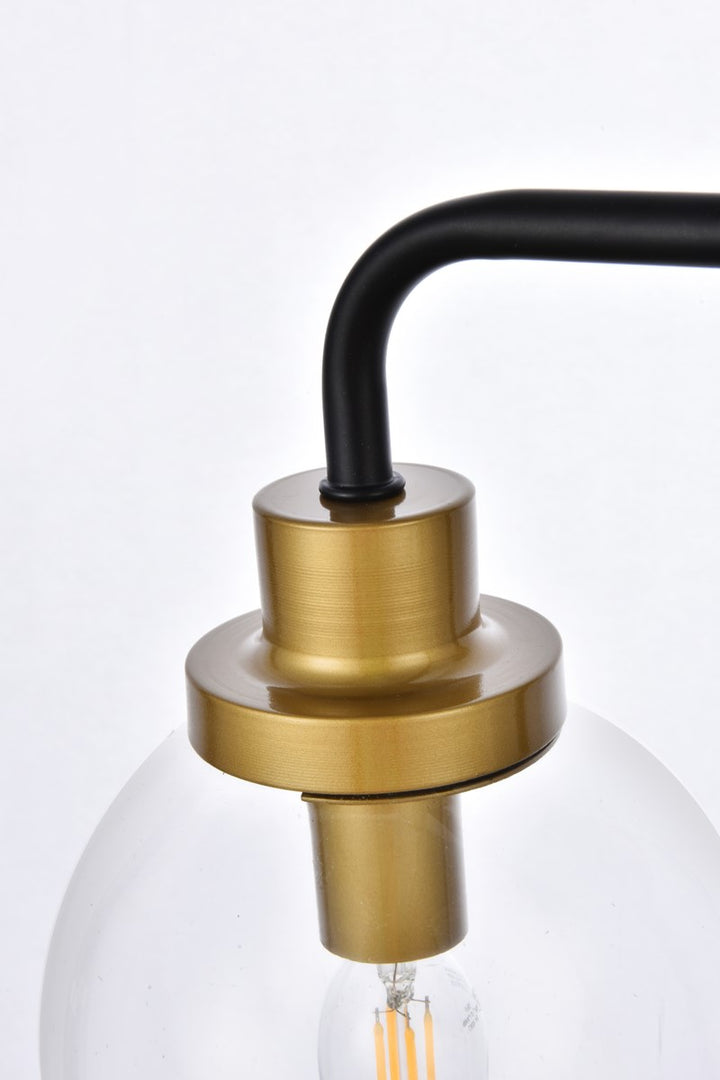 4 Lights Bath Sconce In Black With Brass With Clear Shade