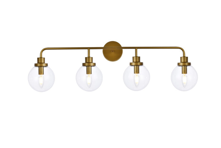 4 Lights Bath Sconce In Brass With Clear Shade by Living District
