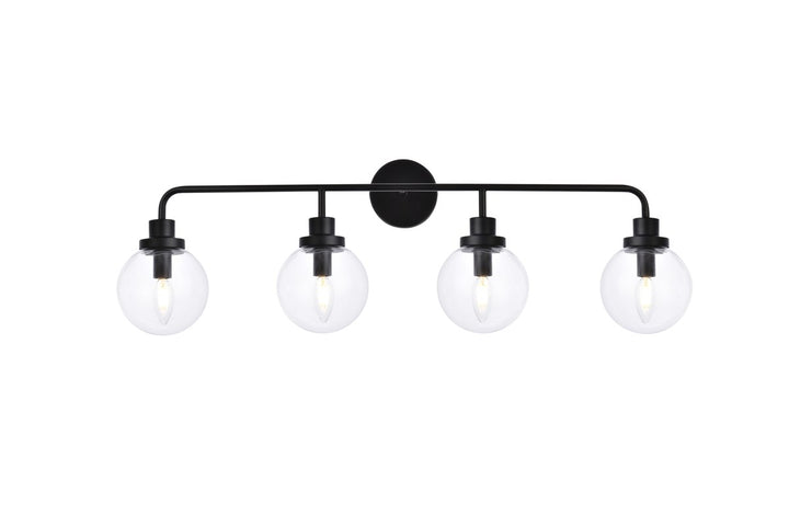 4 Lights Bath Sconce In Black With Clear Shade by Living District