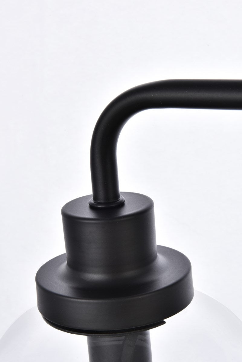 4 Lights Bath Sconce In Black With Clear Shade