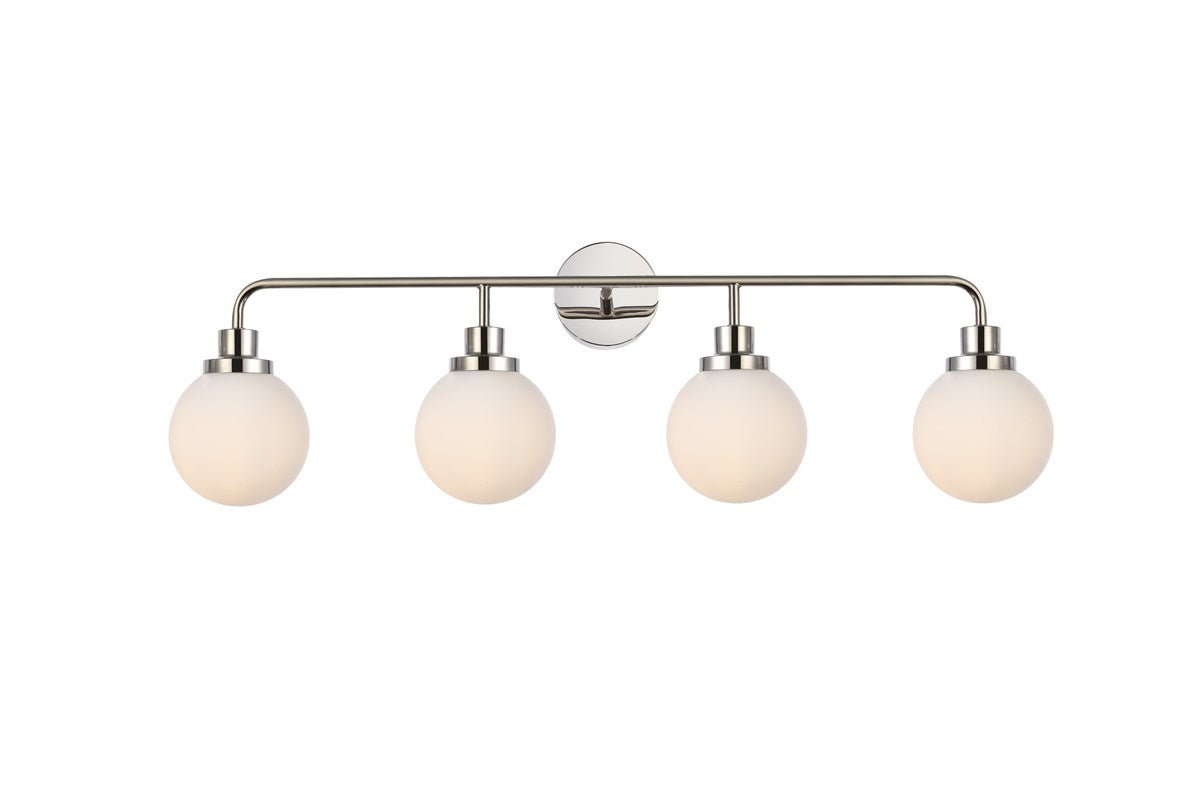 4 lights bath sconce in polished nickel with frosted shade by Living District